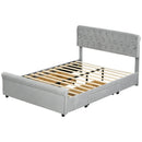Hira Diamond Crystal Tufted Full Size Storage Platform Bed - Light Grey