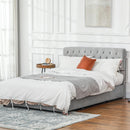 Hira Diamond Crystal Tufted Full Size Storage Platform Bed - Light Grey