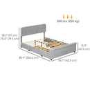 Hira Diamond Crystal Tufted Full Size Storage Platform Bed - Light Grey