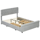 Hira Diamond Crystal Tufted Full Size Storage Platform Bed - Light Grey