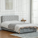 Hira Diamond Crystal Tufted Full Size Storage Platform Bed - Light Grey