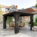 Gazebos, Irontree Grove 10' x 13' Hard Top Gazebo with Metal Roof Aluminum Steel Frame - Dark Grey - Seasonal Overstock
