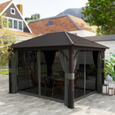 Gazebos, Irontree Grove 10' x 13' Hard Top Gazebo with Metal Roof Aluminum Steel Frame - Dark Grey - Seasonal Overstock
