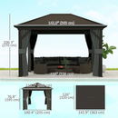 Gazebos, Irontree Grove 10' x 13' Hard Top Gazebo with Metal Roof Aluminum Steel Frame - Dark Grey - Seasonal Overstock