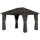 Gazebos, Irontree Grove 10' x 13' Hard Top Gazebo with Metal Roof Aluminum Steel Frame - Dark Grey - Seasonal Overstock