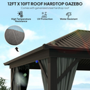 Gazebos, Irontree Grove 10' x 13' Hard Top Gazebo with Metal Roof Aluminum Steel Frame - Dark Grey - Seasonal Overstock