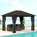 Gazebos, Irontree Grove 10' x 13' Hard Top Gazebo with Metal Roof Aluminum Steel Frame - Dark Grey - Seasonal Overstock
