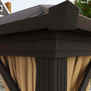 Gazebos, Irontree Grove 10' x 13' Hard Top Gazebo with Metal Roof Aluminum Steel Frame - Brown - Seasonal Overstock