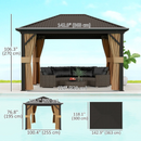 Gazebos, Irontree Grove 10' x 13' Hard Top Gazebo with Metal Roof Aluminum Steel Frame - Brown - Seasonal Overstock
