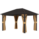 Gazebos, Irontree Grove 10' x 13' Hard Top Gazebo with Metal Roof Aluminum Steel Frame - Brown - Seasonal Overstock