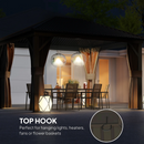 Gazebos, Irontree Grove 10' x 13' Hard Top Gazebo with Metal Roof Aluminum Steel Frame - Brown - Seasonal Overstock