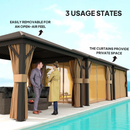 Gazebos, Irontree Grove 10' x 13' Hard Top Gazebo with Metal Roof Aluminum Steel Frame - Brown - Seasonal Overstock