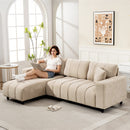 Isaiah Modern 3-Seat L-Shape Sectional with Reversible Lounge Chair and Pillows - Beige