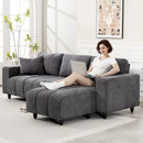 Isaiah Modern 3-Seat L-Shape Sectional with Reversible Lounge Chair and Pillows - Grey