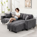 Isaiah Modern 3-Seat L-Shape Sectional with Reversible Lounge Chair and Pillows - Grey