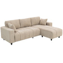 Isaiah Modern 3-Seat L-Shape Sectional with Reversible Lounge Chair and Pillows - Beige