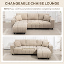 Isaiah Modern 3-Seat L-Shape Sectional with Reversible Lounge Chair and Pillows - Beige
