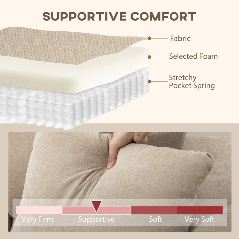 Isaiah Modern 3-Seat L-Shape Sectional with Reversible Lounge Chair and Pillows - Beige