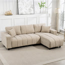Isaiah Modern 3-Seat L-Shape Sectional with Reversible Lounge Chair and Pillows - Beige