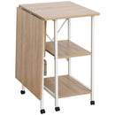 Jensen Portable Folding Desk Table on Rollers - White and Natural