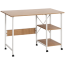Jensen Portable Folding Desk Table on Rollers - White and Natural