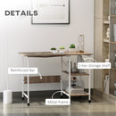 Jensen Portable Folding Desk Table on Rollers - White and Natural