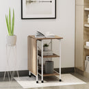 Jensen Portable Folding Desk Table on Rollers - White and Natural
