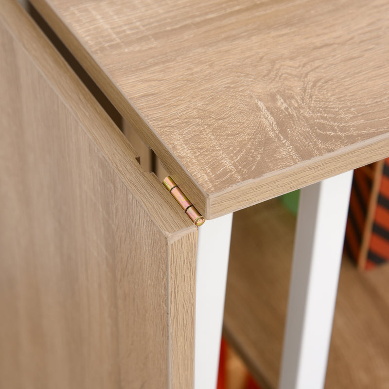 Jensen Portable Folding Desk Table on Rollers - White and Natural