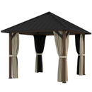Gazebos, Kaneki 10' x 10' Galvanized Steel Roof Gazebo with Steel Frame, Curtains and Mesh Panels - Seasonal Overstock