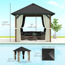 Gazebos, Kaneki 10' x 10' Galvanized Steel Roof Gazebo with Steel Frame, Curtains and Mesh Panels - Seasonal Overstock