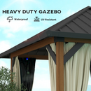 Gazebos, Kaneki 10' x 10' Galvanized Steel Roof Gazebo with Steel Frame, Curtains and Mesh Panels - Seasonal Overstock