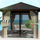 Gazebos, Kaneki 10' x 10' Galvanized Steel Roof Gazebo with Steel Frame, Curtains and Mesh Panels - Seasonal Overstock