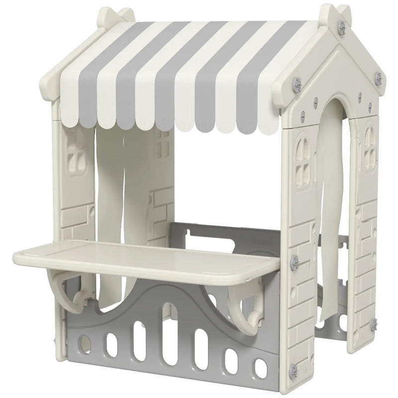 Kids Indoor Playhouse Playset with Canopy and Market Window for Ages 1-6 Years