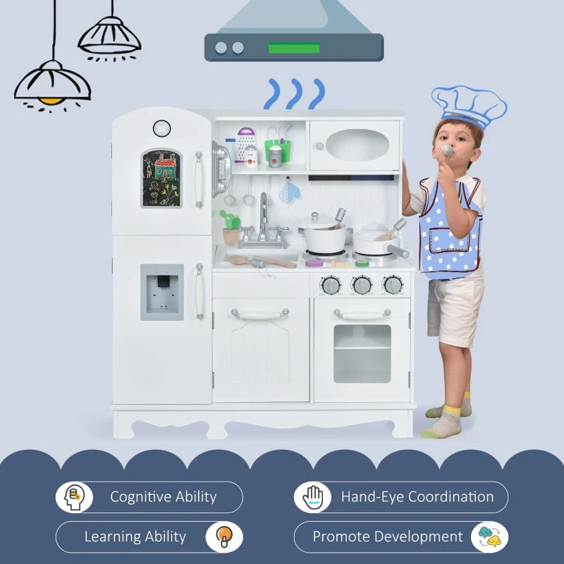 Kids Kitchen Playset with Fridge, Stove, Cookware and Phone