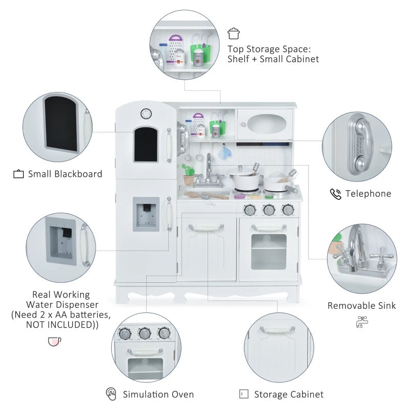 Kids Kitchen Playset with Fridge, Stove, Cookware and Phone