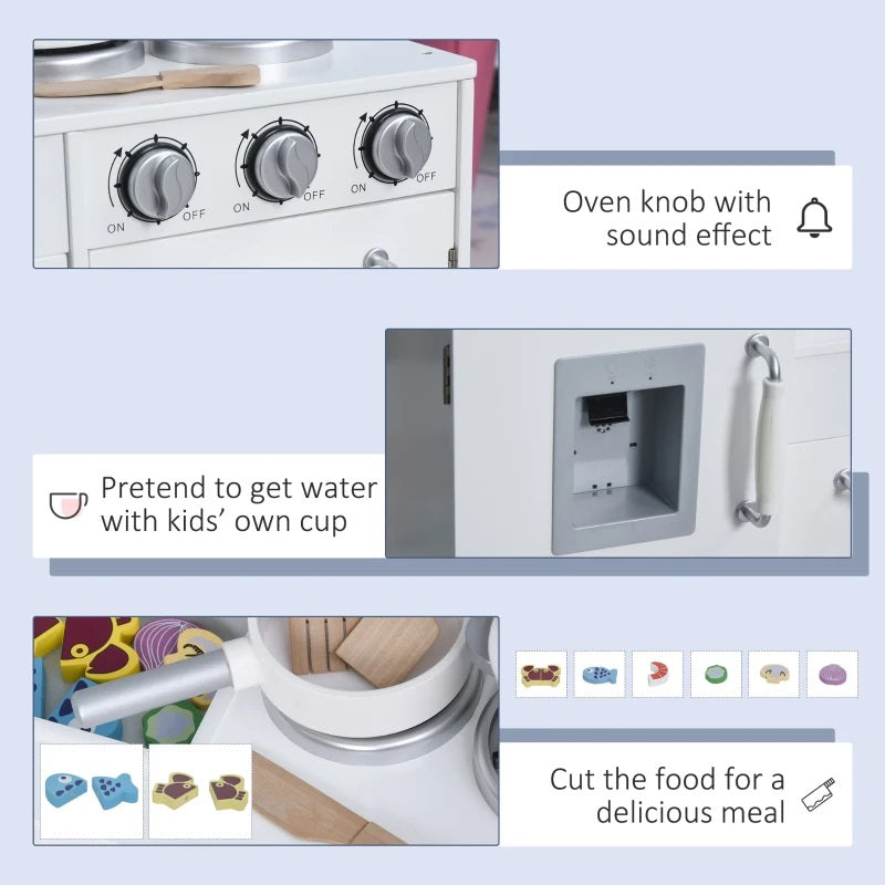 Kids Kitchen Playset with Fridge, Stove, Cookware and Phone