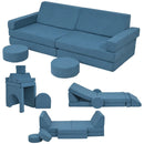 Create-a-Couch 12-Piece Convertible Fort Building Play Couch for Kids - Blue