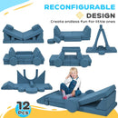 Create-a-Couch 12-Piece Convertible Fort Building Play Couch for Kids - Blue