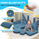 Create-a-Couch 12-Piece Convertible Fort Building Play Couch for Kids - Blue