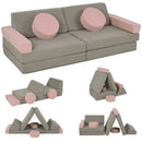 Create-a-Couch 12-Piece Convertible Fort Building Play Couch for Kids - Grey
