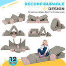 Create-a-Couch 12-Piece Convertible Fort Building Play Couch for Kids - Grey