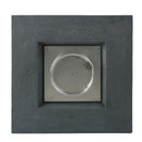 Square propane fire table top with fire ring and grey stone table top on white background