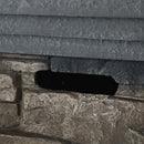 Close-up of a stone side wall of propane fire pit with a rectangular opening