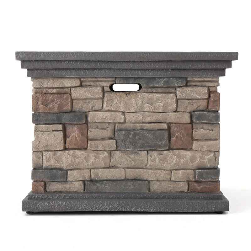 Stone fireplace mantel with a white background