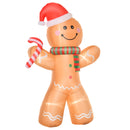 Large 8ft Inflatable Christmas Display with Light Up Gingerbread man on White Background 