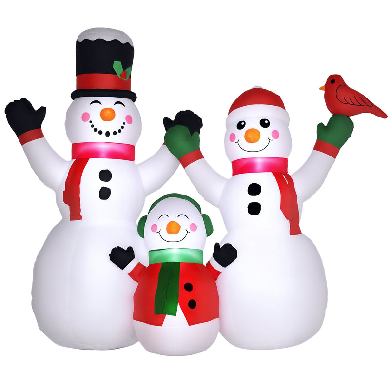 Large 8ft Snowman Family Christmas Inflatable Outdoor Display with LED Lights