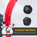 Inflatable snowman decoration with durable material text on a white background