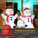 Inflatable snowman family with storage bag included, featuring the brand 'Outsunny'.