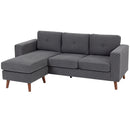 Gray sectional sofa with convertible chaise lounge on a white background