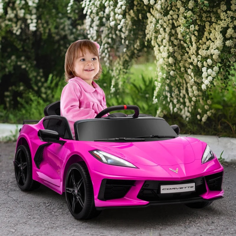 Licensed 12V Kids Electric Car Corvette with Remote Control - Pink